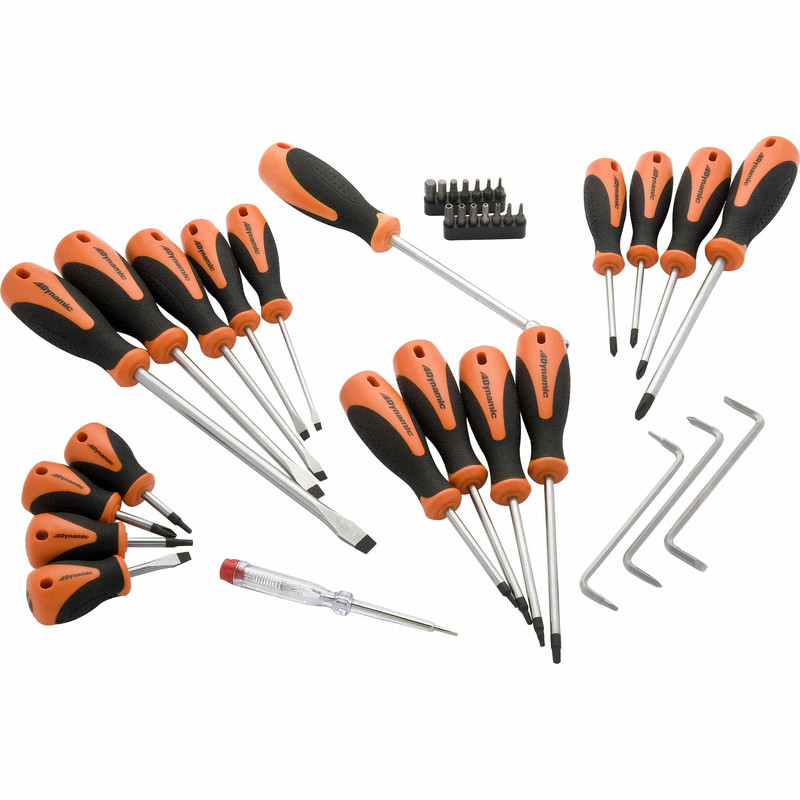 Screwdriver and Bit Set with Comfort Grip Handles, 36pc